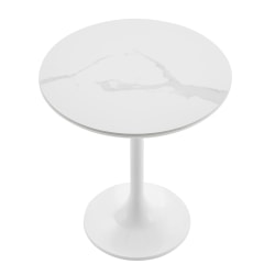Eurostyle Astrid Round Side Table, 20-1/2"H x 19-1/2"W x 19-1/2"D, High Gloss White/Matte White