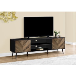 Monarch Specialties Foster TV Stand For TVs Up To 70", 22-1/2’H x 71"W x 15-1/2"D, Brown/Black