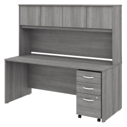 Bush Business Furniture Studio C Office Desk With Hutch And Mobile File Cabinet, 72"W, Platinum Gray, Standard Delivery