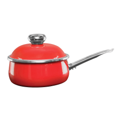 Vita® Enamel-On-Steel Nonstick Covered Saucepan, 3.2 Qt, Red