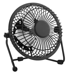 Optimus® 4-In. USB/AC Adapter Dual Powered Mini Fan, Black, F-4048