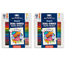Crayola Doodle & Draw Doodle Markers, 24 Markers, Dual-Ended, Assorted Colors, 12 Markers Per Pack, Set Of 2 Packs