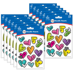 Carson Dellosa Education Stickers, Kind Vibes Doodle Hearts, 72 Stickers Per Pack, Set Of 12 Packs
