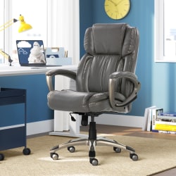 Serta® Works Ergonomic Bonded Leather High-Back Office Chair, Harvard Gray/Silver