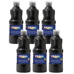 Prang Ready-To-Use Tempera Paints, 16 Oz, Black, Pack Of 6 Paints