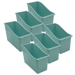 Teacher Created Resources Plastic Book Bins, 7-1/2"H x 11-3/8"W x 5-1/2"D, Calming Blue, Pack Of 6 Bins
