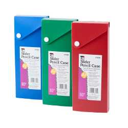 Charles Leonard Slider Pencil Case Boxes, 1-1/8"H x 7-7/8"W x 3-3/16"D, Assorted Colors, Pack Of 24 Boxes