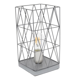 Simple Designs Geometric Square Table Lamp, 10-1/4"H, Gray
