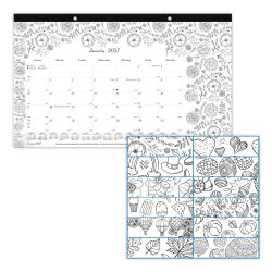 2027 Blueline® DoodlePlan™ Monthly Desk Pad Coloring Calendar, 17-3/4" x 10-7/8", January To December, C2917001, Total Qty 1