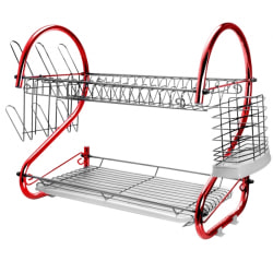 Megachef 16" Counter Top Drying Dish Rack, Red