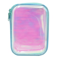 Office Depot® Brand Clear Pencil Case With Trim, 9" x 6-3/4", Iridescent With Blue Trim