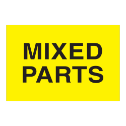 Tape Logic® Preprinted Labels, "Mixed Parts", DL1623, Rectangle, 2" x 3", Fluorescent Yellow, Roll Of 500 Labels