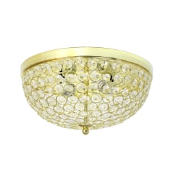 Lalia Home Crystal Glam 2-Light Ceiling Flush-Mount Light, Gold/Crystal