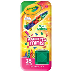 CreateOn Crayola Mini Magnetic Tiles Set, Red/Blue/Green/Yellow, Total Qty 1