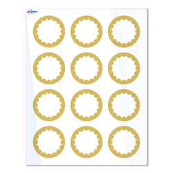 Avery® Print-To-The-Edge Labels With Sure Feed® Technology, S00-D1W-PRWGP10, Round, 2", Glossy White, Preprinted Gold Dots Edge Design, Pack Of 120