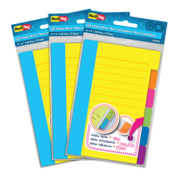 Redi-Tag Assorted Tab Sticky Notes, 4" x 6", Assorted, Pack of 3