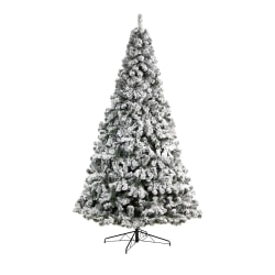 Nearly Natural Flocked West Virginia Fir 120"H Artificial Christmas Tree With Bendable Branches, 120"H x 68"W x 68"D, Green