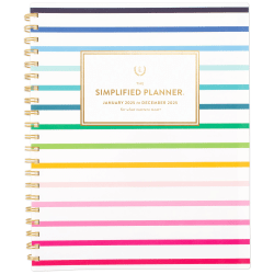 2025 Simplified by Emily Ley for AT-A-GLANCE® Weekly/Monthly Planner, 8-1/2" x 11", Happy Stripe, January To December, EL32-905