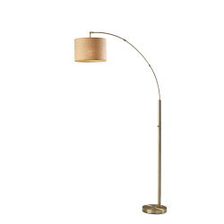 Adesso® Bowery Arc Floor Lamp, 73-1/2"H, Natural/Beige/Antique Brass