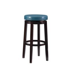 Linon Alice Backless Faux Leather Swivel Bar Stool, Teal/Brown