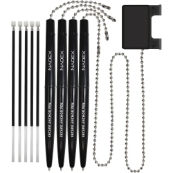 Nadex Coins Ball and Chain Security Pen Set (4 Pens) - Rubber - Black