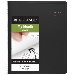 AT-A-GLANCE® 2027 15-Month Monthly Planner, Black, Large, 9" x 11"