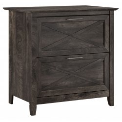 Bush Furniture Key West 30"W x 19-7/8"D Lateral 2-Drawer File Cabinet, Dark Gray Hickory, Standard Delivery