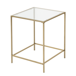 Eurostyle Arvi Square Side Table, 22"H x 18"W x 18"D, Brass/Clear