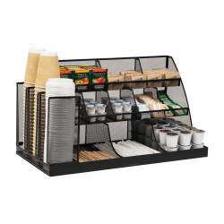 Mind Reader Network Collection 14-Compartment Coffee Cup and Condiment Organizer, 12-1/2"H x 11.5"W x 23-3/4"L Black