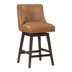 Office Star Granville Faux Leather Swivel Counter Stool, Camel