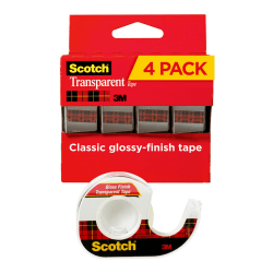 Scotch Transparent Tape with Dispenser, 3/4 in x 850 in, 4 Tape Rolls, Clear, Home Office and School Supplies