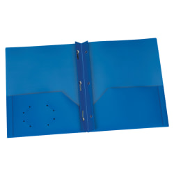 Oxford Poly 2-Pocket Portfolios with Prongs, 8-1/2" x 11", Blue, Pack Of 25 Portfolios
