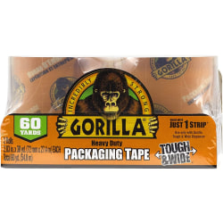 Gorilla Heavy-Duty Tough & Wide Shipping/Packaging Tape - 30 yd Length x 2.83" Width - 3" Core - 2 / Pack - Clear