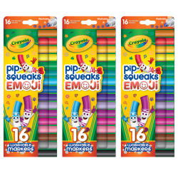 Crayola Pip Squeaks Stamper Markers, Broad Point, Assorted Colors, Pack Of 16 Markers, Set Of 3 Packs
