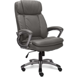 Serta® Big And Tall Ergonomic Bonded Leather High-Back Office Chair, Gray/Silver