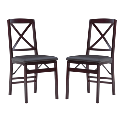 Linon Bradford X-Back Folding Chairs, Espresso, Set Of 2 Chairs