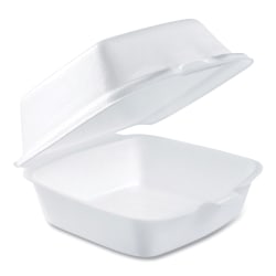 Dart® Foam Hinged-Lid Containers, 2-7/8"H x 5-3/8"W x 5-1/2"D, White, Carton Of 500 Containers