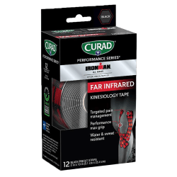 CURAD® IRONMAN Performance Series Kinesiology Tape, 2? x 10", Black, 20 Strips Per Pack, Set Of 48 Packs