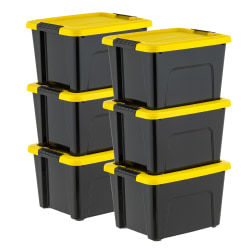 IRIS Plastic Storage Bins with Lids, 20-Quart, Black, Total Qty 6