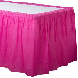 Amscan Plastic Table Skirts, Bright Pink, 21’ x 29", Pack Of 2 Skirts