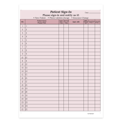 HIPAA Compliant Patient/Visitor Privacy 2-Part Sign-In Sheets, 8-1/2" x 11", Burgundy, Pack Of 125 Sheets