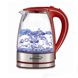Brentwood Tempered Glass Tea Kettle, 1.7-Liter, Red