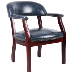Boss Captain's Guest Arm Chair, Blue/Mahogany
