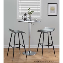 LumiSource Ale Contemporary Fixed-Height Bar Stools, Gray/Black, Set Of 2 Stools