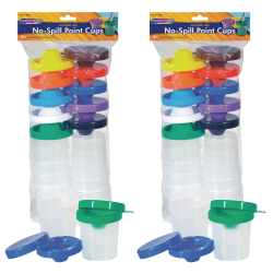 Creativity Street No-Spill Round Paint Cups With Colored Lids, 3", Assorted Colors, 10 Cups Per Pack, Set Of 2 Packs