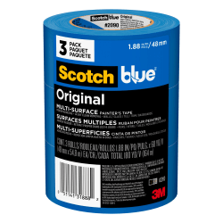 ScotchBlue Original Painter's Tape, 1.88" x 60 yd, Blue, Pack Of 3