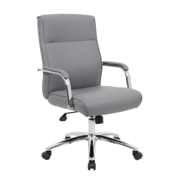 Boss Modern Executive Conference Ergonomic Chair, Caressoft™ Vinyl, Gray/Chrome
