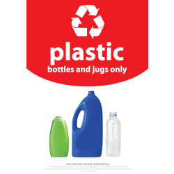Recycle Across America Plastics Standardized Recycling Label, PLAS-1007, 10" x 7", Red