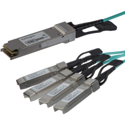 StarTech.com Cisco QSFP-4X10G-AOC10M Compatible QSFP+ Active Optical Breakout Cable - 15 m (49 ft) - 40 Gbps to 4x 10Gbps - QSFP4X10AO15