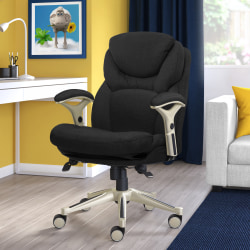 Serta® Works Mid-Back Office Chair With Back In Motion Technology, Fabric, Dark Gray/Silver